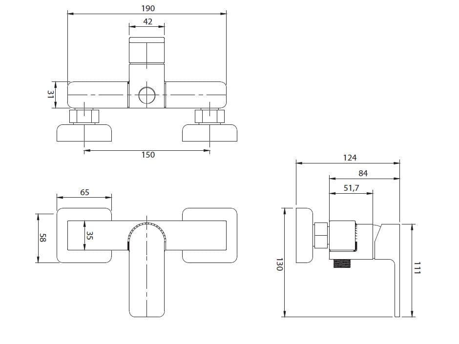 Смеситель для душа на открытом воздухе OMNIRES Baretti ARCH-00116579 - Вид №2