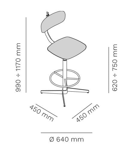 Поворотный стул с деревянными спицами Mara Typo ARCH-00017917 - Вид №1