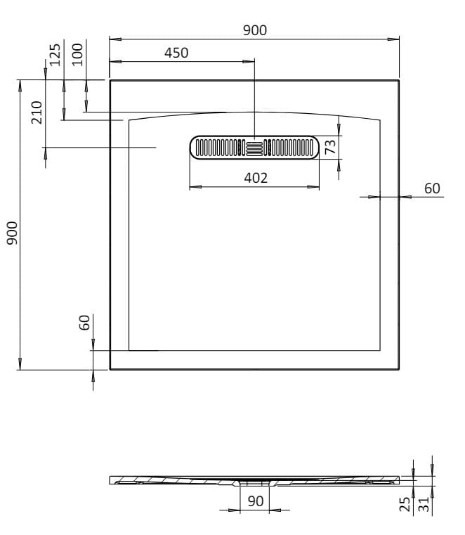 Квадратный поддон для душа с антибактериальной обработкой CROSSWATER CREO &amp ARCH-00101858 - Вид №2
