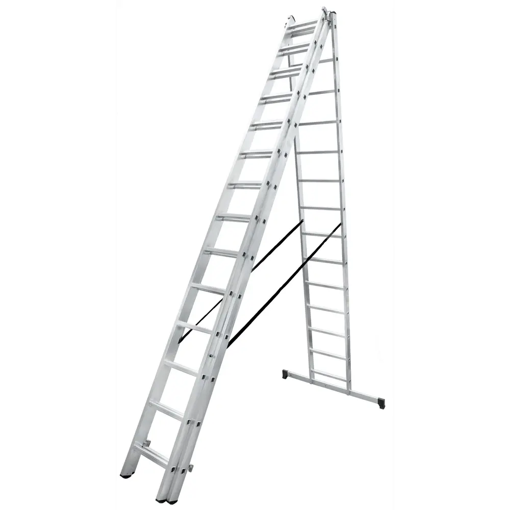 Лестница раскладная выдвижная 3-секционная Standers до 7.6м 14 ступеней STLM-2135472