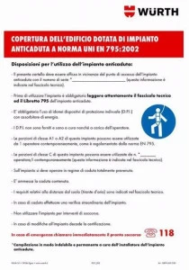 Würth Предупреждающий знак устройства защиты от падения Cartellonistica 0899605760