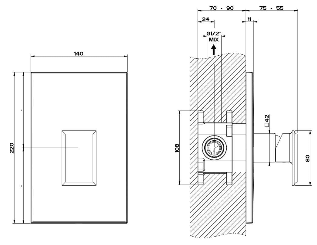 Смеситель для душа с одним отверстием из металла с пластиной Gessi элегантность ARCH-00002189 - Вид №2