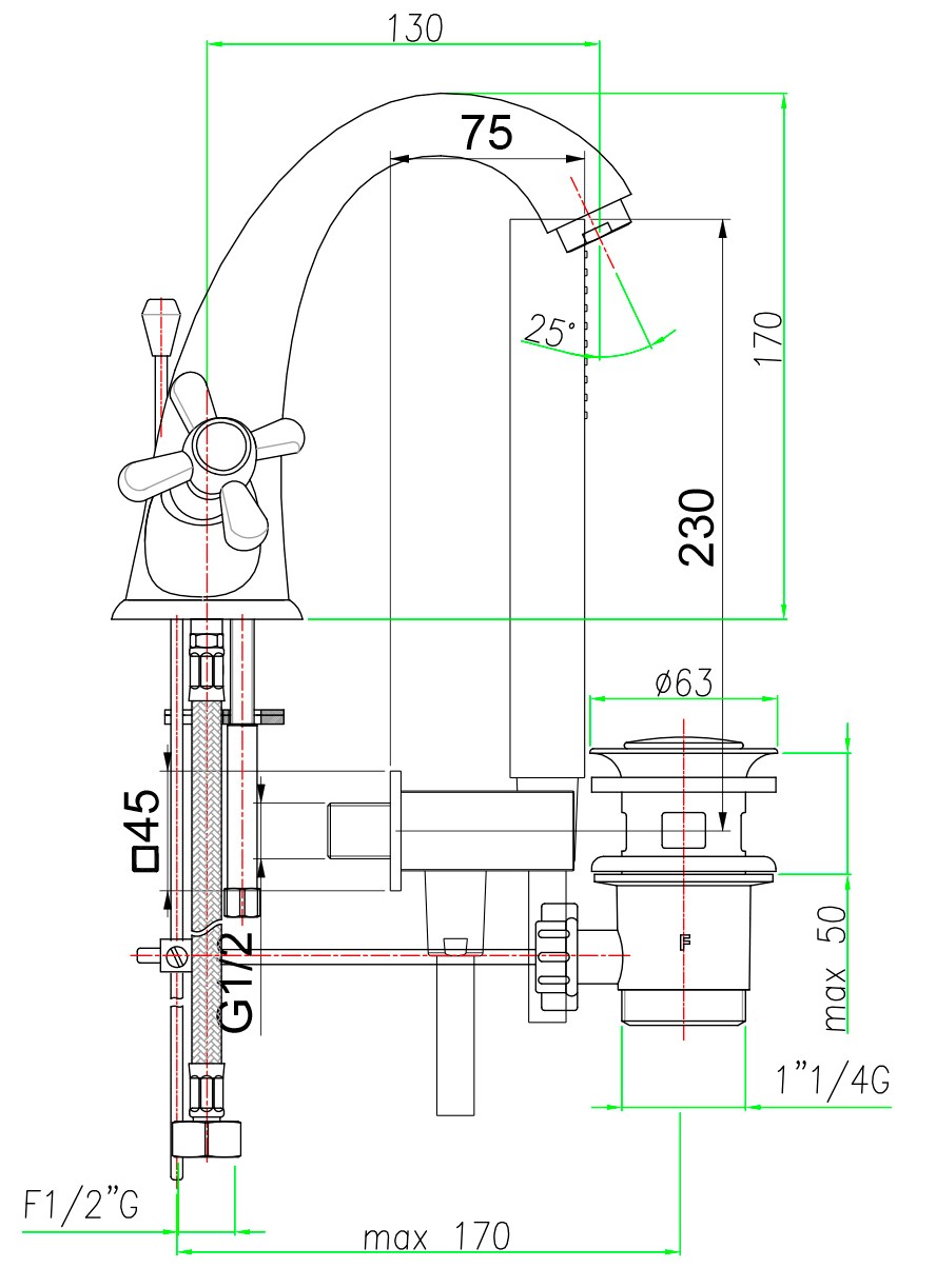 AM700102010 Смеситель для раковины Webert Armony - Вид №3
