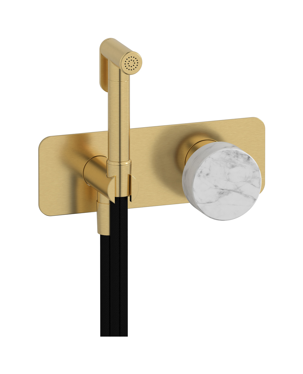 Внешние части гигенического душа со смесителем. WE ARE IB mr706os_1 Brushed Gold Marmo