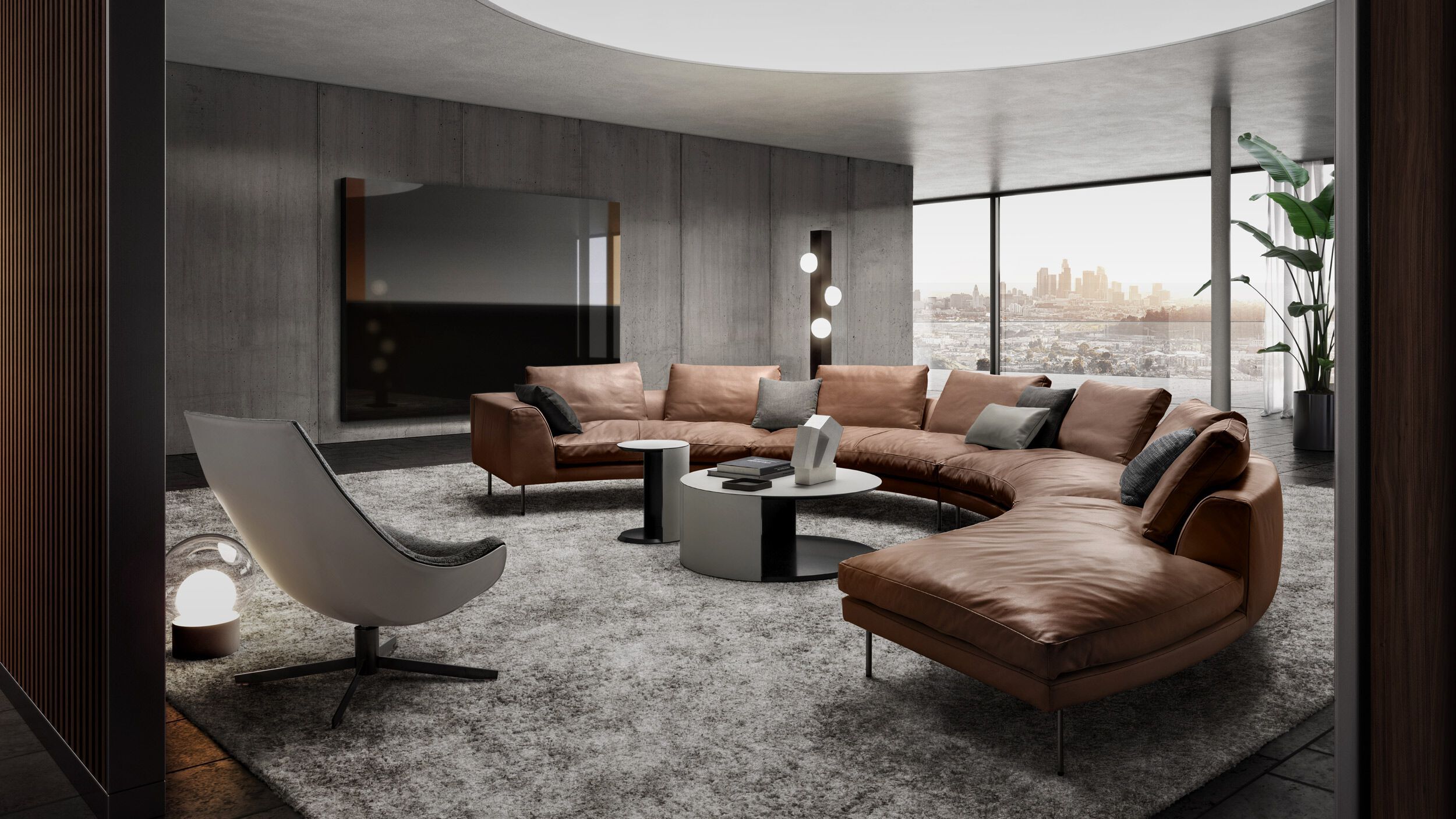 Кожаный модульный изогнутый диван i 4 Mariani Look ARCH-00016554 - Вид №5