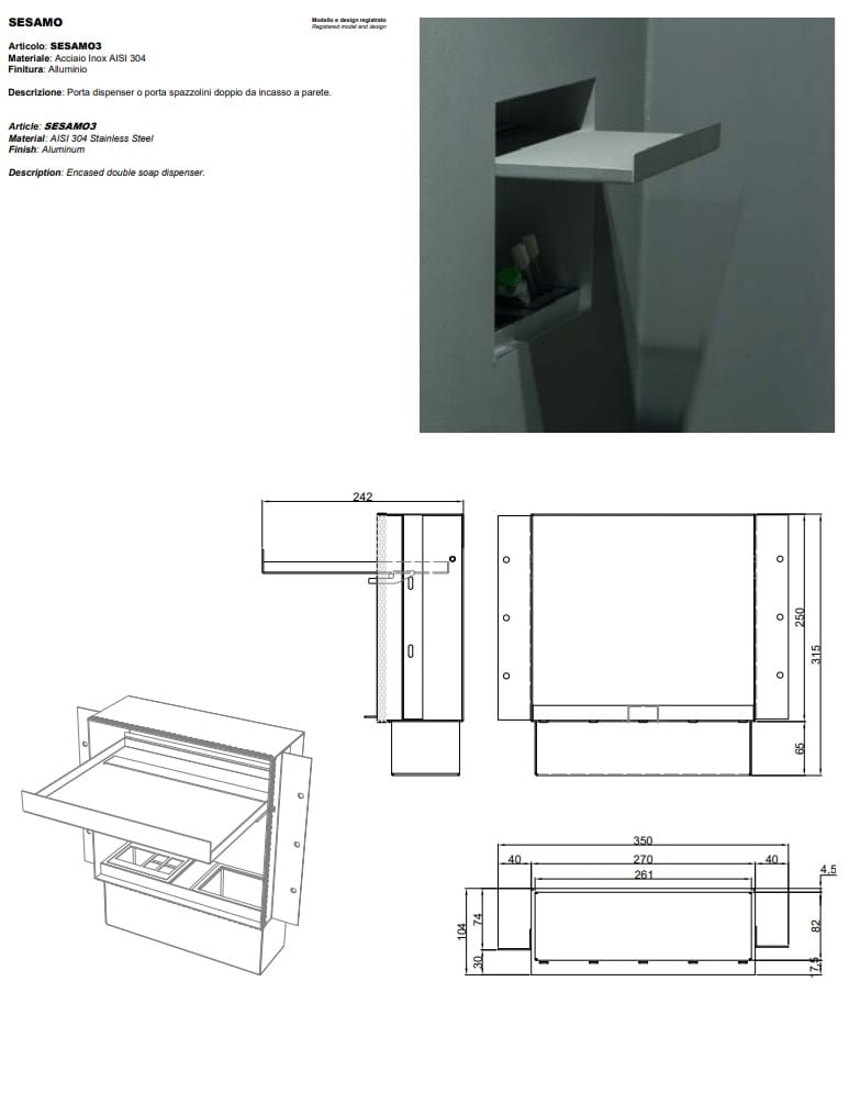 Встроенные настенные аксессуары для ванной комнаты Antoniolupi кунжут ARCH-00138172 - Вид №6