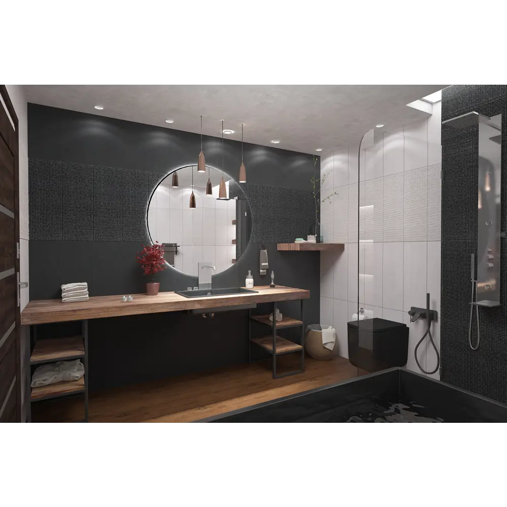 Плитка настенная Azori Alba Grafite 25.1x70.9 см 1.25 м² цвет черный STLM-2202093 - Вид №2