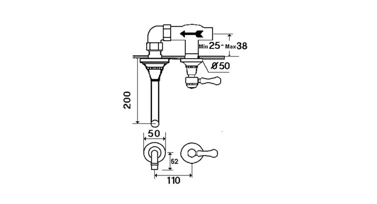 Настенный смеситель для раковины с 2 отверстиями rvb 1935 Лимож ARCH-00048153 - Вид №2