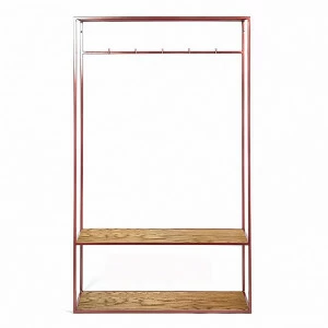 Вешалка в прихожую с полкой медь, темный дуб Hallra 2 copper INTELLIGENT DESIGN ВЕШАЛКИ HALLRA 261041 Коричневый;медный