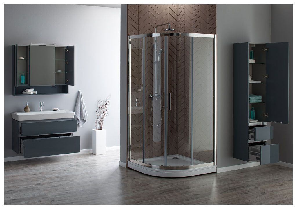 Шкаф-пенал для ванной Aquanet Виго 40 сине-серый 00183360 - Вид №7