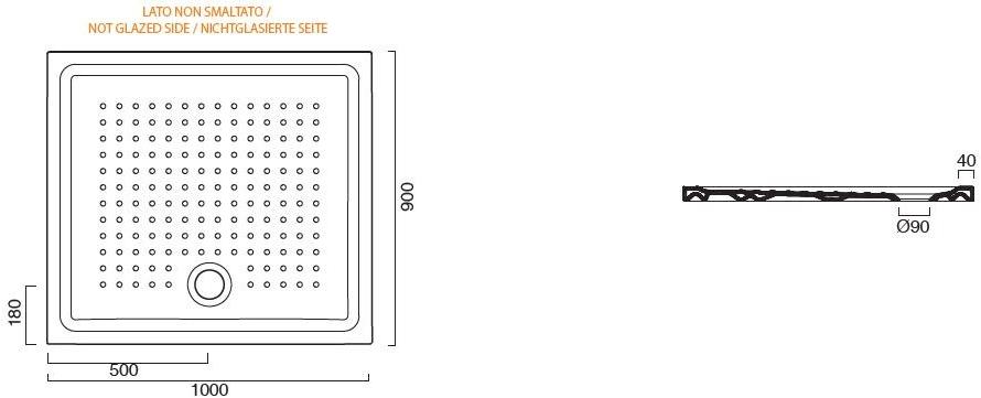 CERAMICA CATALANO Нескользящий прямоугольный керамический поддон для душа H 4.5 sun-id-1352638 - Вид №10