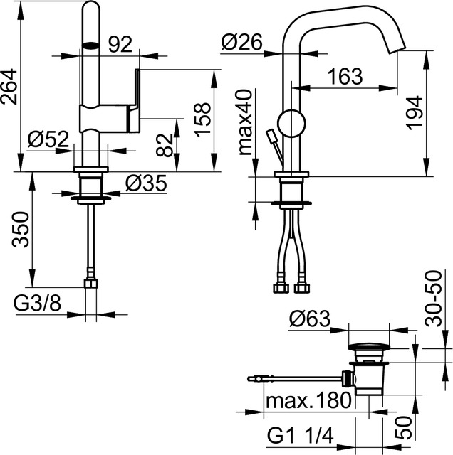 53905010000 Однорычажный смеситель для умывальника 200 KEUCO Plan blue - Вид №2