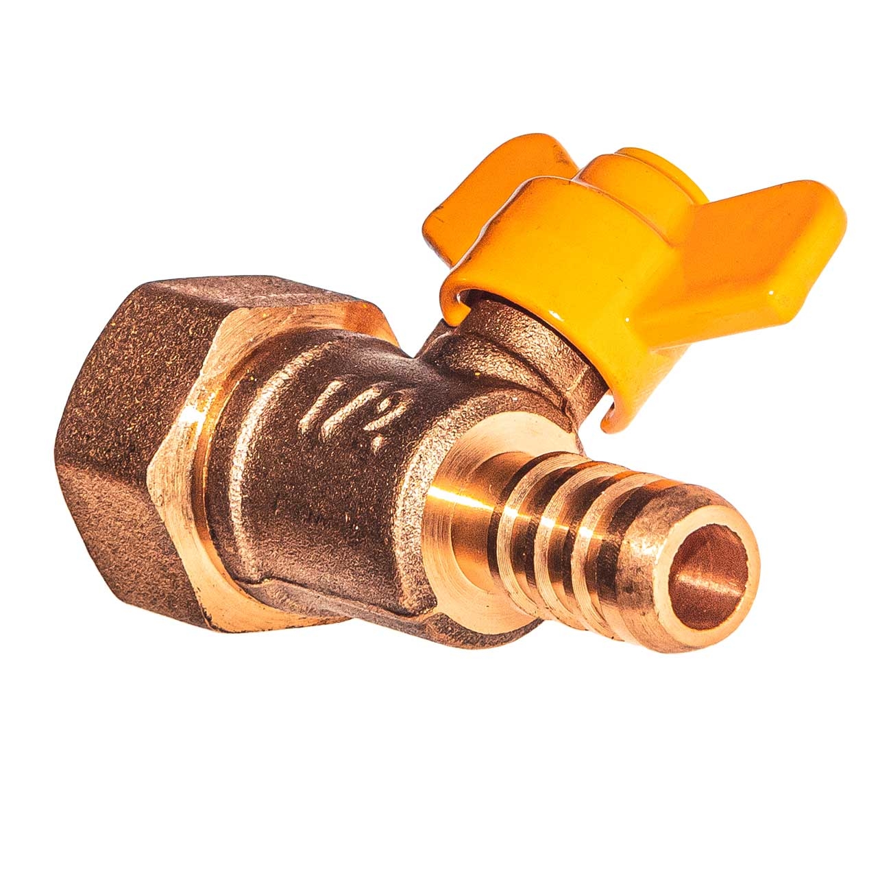 21720 Кран шаровой внутренняя резьба 1/2" со штуцером на 10мм, латунь LAB.Space  - Вид №4