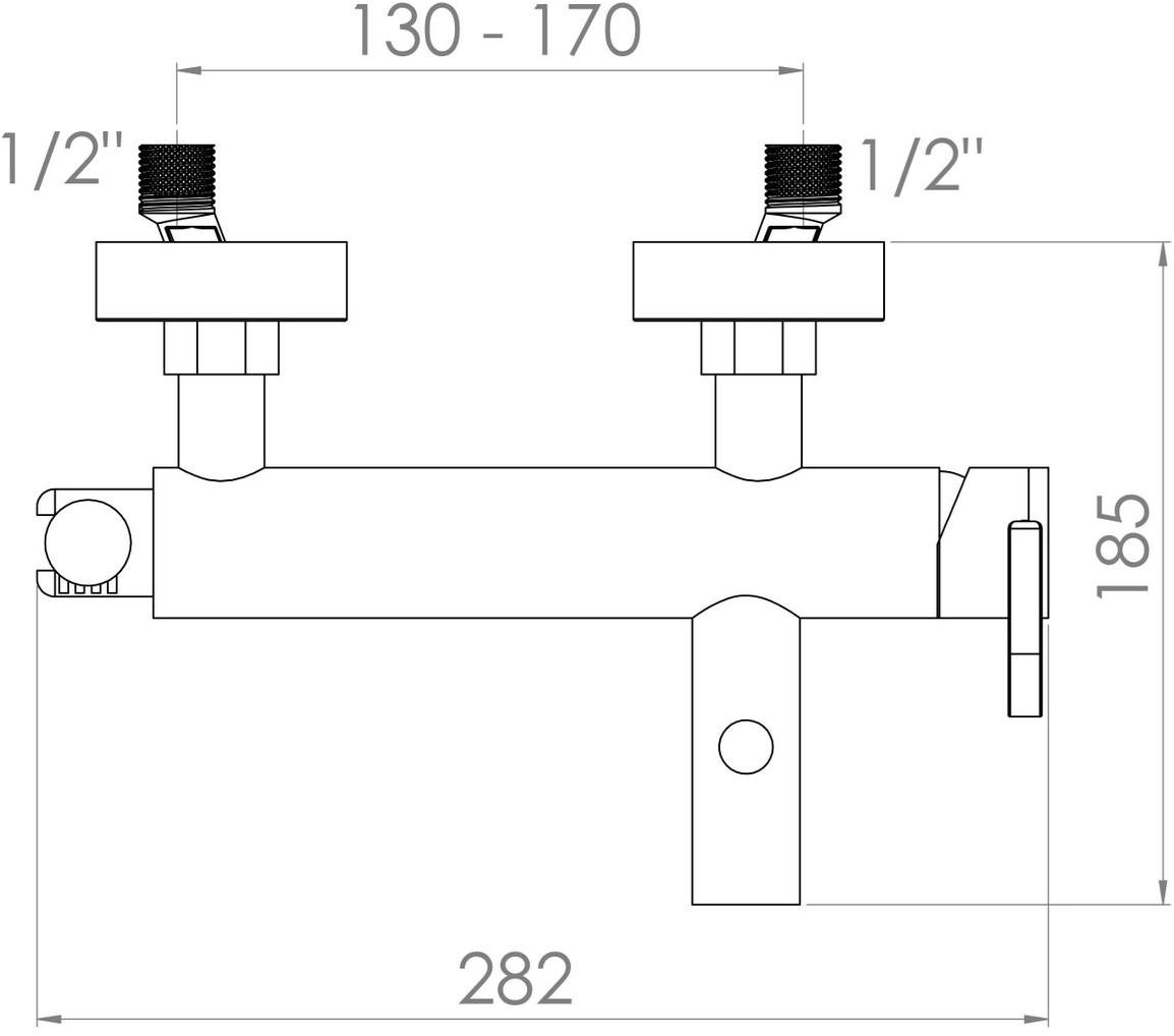 rvb Смеситель для ванны настенный с ручным душем на 2 отверстия Polo club 4541.11.30 - Вид №2