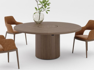 Круглый деревянный стол для совещаний с системой люверсов