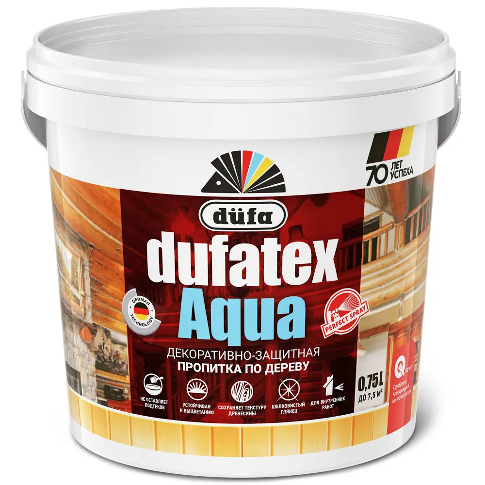 Dufa Пропитка для дерева Dufatex Aqua цвета Тик 0.75 л - защита и эстетика 12352484 STLM-0001939 - Вид №1