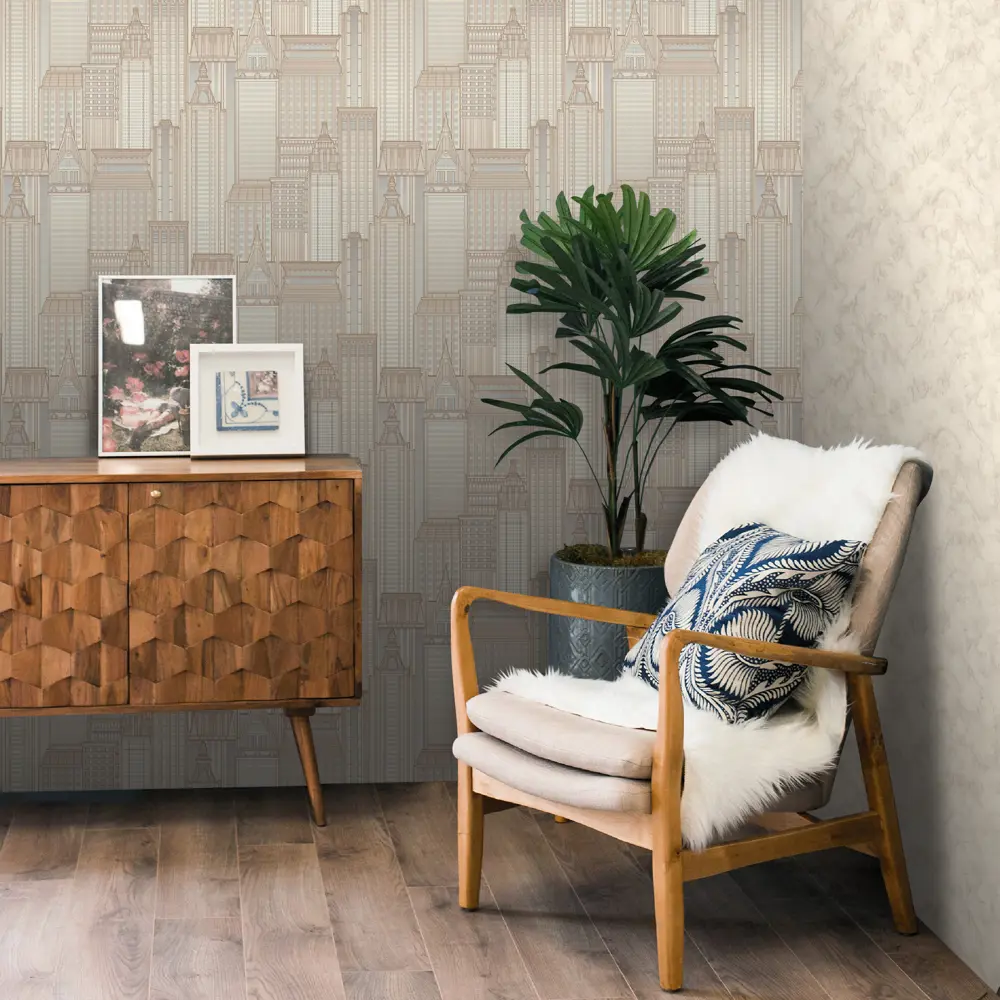 Обои флизелиновые Euro Decor Skyline светло-бежевые 1.06 м 7117-17 89111916 STLM-2081021 - Вид №3