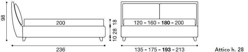 Twils Двуспальная кровать из кожи с обитым изголовьем Attico sun-id-1449969 - Вид №4