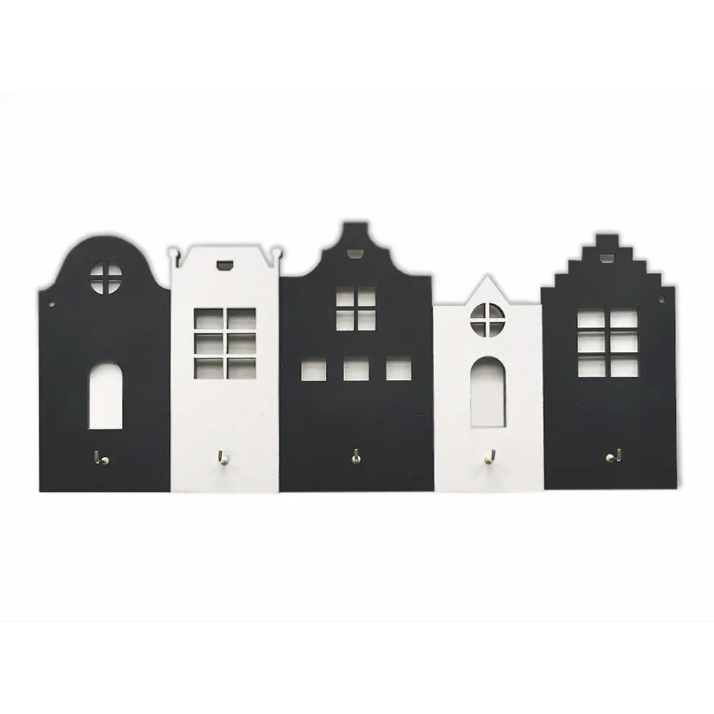 Ключница Город 15x36x3 мм МДФ цвет черно-белый Santreyd STLM-2207935