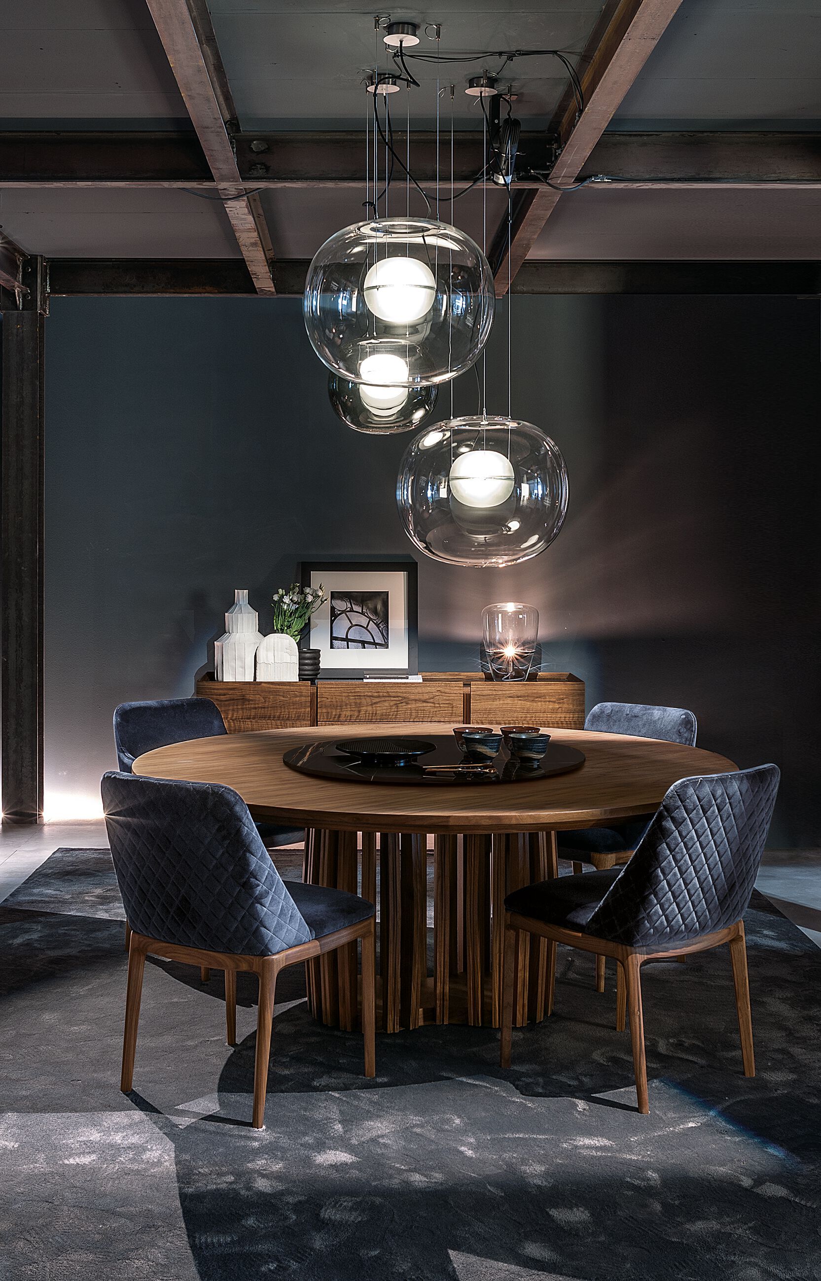 Круглый стол из массива дерева с Lazy Susan Riva 1920 SHANG WOOD ARCH-00093422