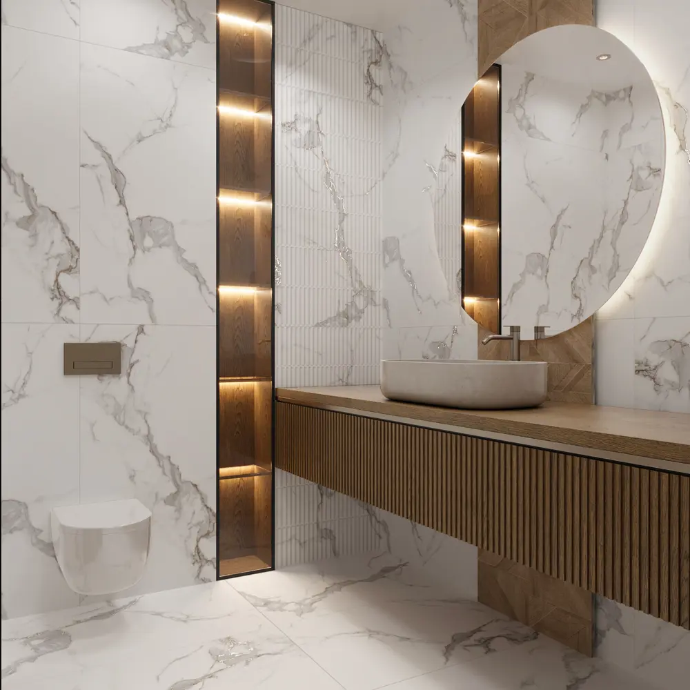 Глазурованный керамогранит Statuario 60x120 см 1.44 м² матовый цвет белый Santreyd Carving Pro STLM-2090448