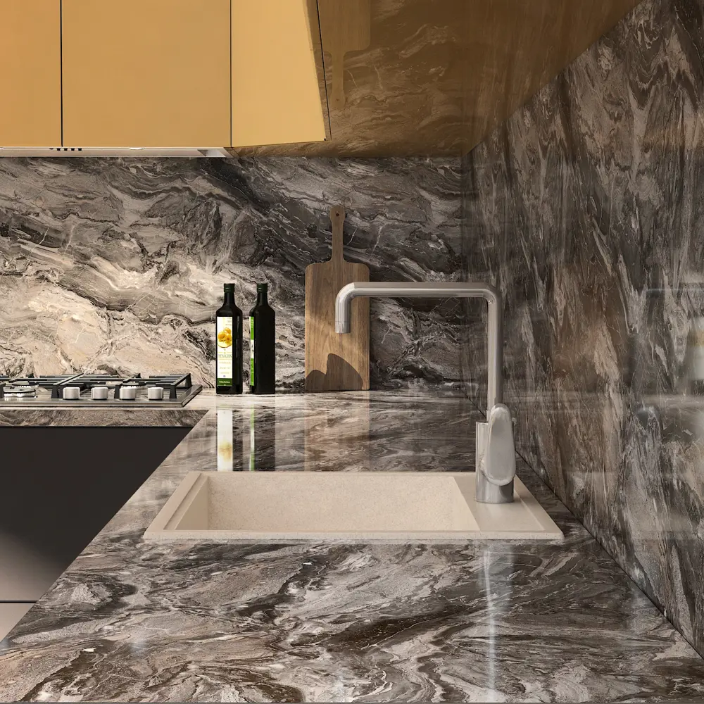 Столешница KONSENSA Рашчер 300x60x3.8 см ДСП цвет серый ДСП Прямой угол STLM-2201107 - Вид №3