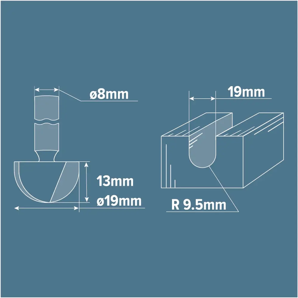 Фреза пазовая галтельная Brigadier, D19х13 мм STLM-2088437 - Вид №3