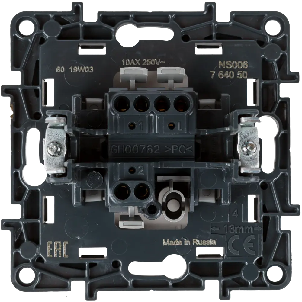 Выключатель проходной 1 клавиша Legrand Structura 10А 250В безвинтовые зажимы белый STLM-2130720 - Вид №3