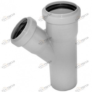 Тройник канализационный ПВХ Д50х40мм 45 градусов Политек 6283