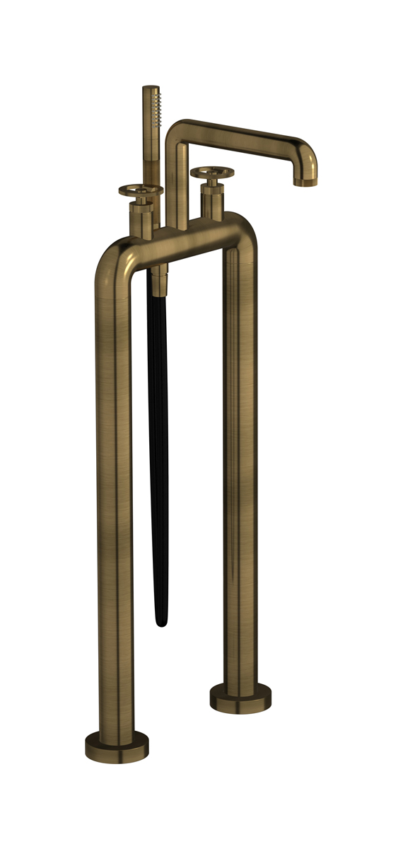Напольный смеситель для ванны с 2 колоннами и душевым гарнитуром. WE ARE IB b1700mb Modern Bronze Bold