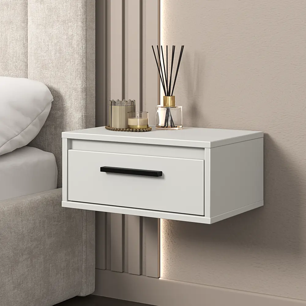 Тумба прикроватная подвесная Лион 45x20x30 см ЛДСП цвет белый Santreyd STLM-2041562