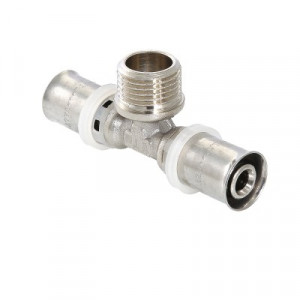 VTm.233.N.260526 Пресс-фитинг – тройник с переходом на наружную резьбу Valtec 26 мм х 3/4" х 26 мм