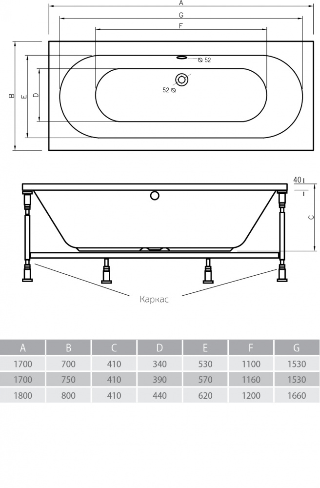Акриловая ванна ALPEN Montana 180 AVB0011 - Вид №2