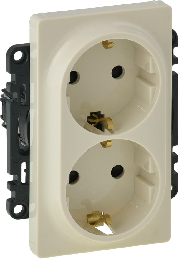 82762975 Розетка двойная VLN-L 2 контакта с заземлением с защитными шторками цвет слоновая кость-розовый Valena life STLM-0035678 LEGRAND