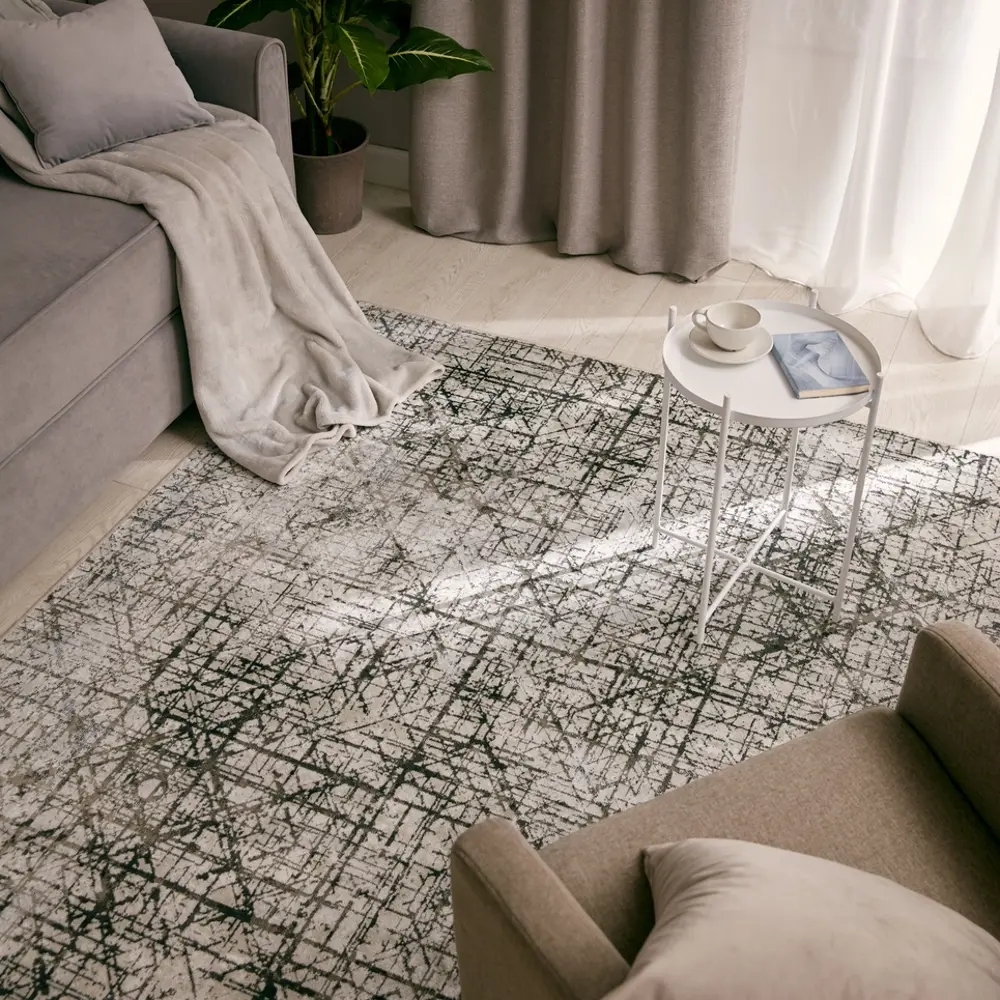 Ковер вискоза Isphahan 84492 Silver 80x150 см цвет серый 83271535 STLM-2137180 Santreyd 