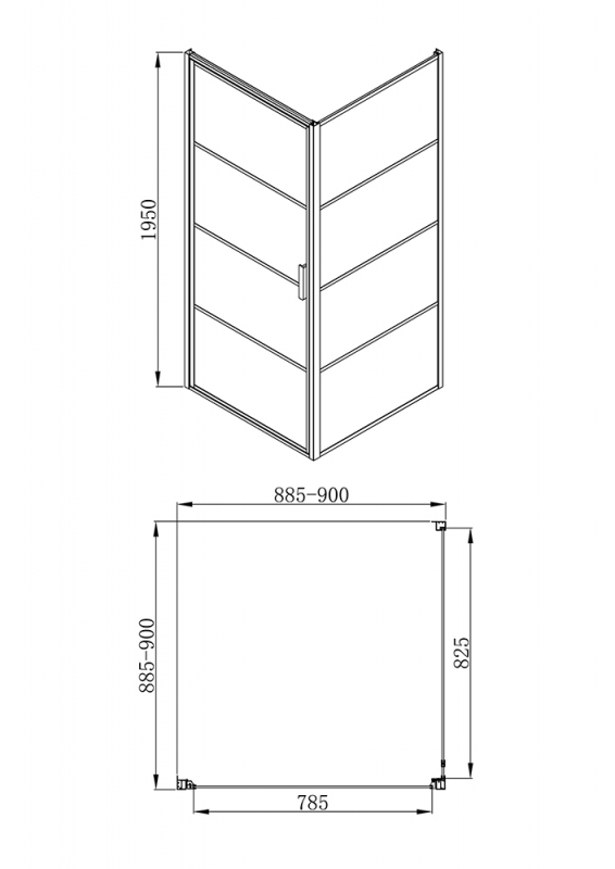 Душевое ограждение BLACKLINE BS090.2115B bravat  - Вид №6