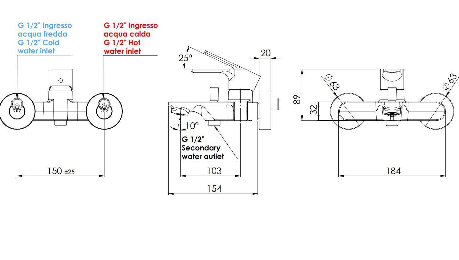 Внешний смеситель для ванны Rubinetterie Mariani Icon ARCH-00049316 - Вид №2