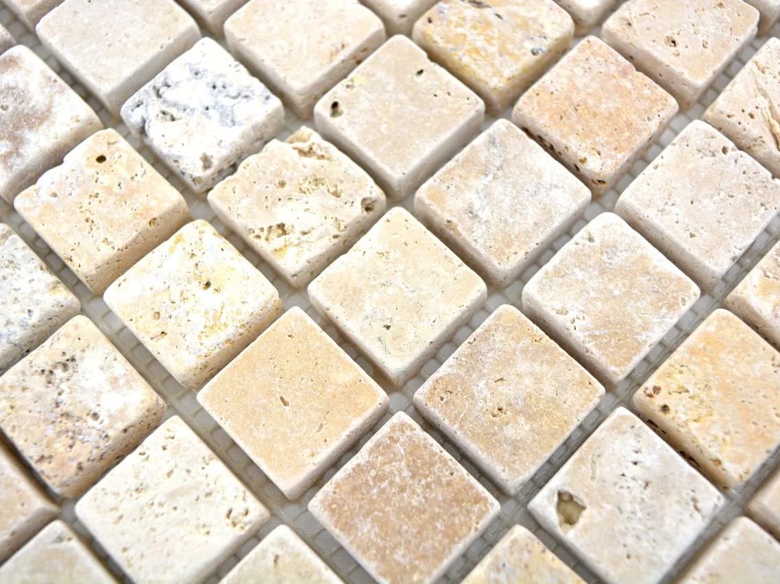 Мозаика из травертина gold, silver и грецкого ореха Mosaix мрамор ARCH-00018344