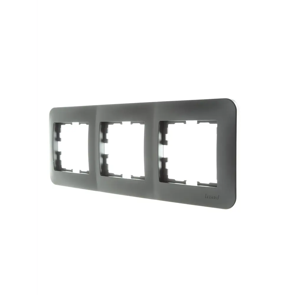 Рамка для розеток и выключателей Lezard Asti 3 поста горизонтальная цвет платина STLM-2118841 - Вид №1