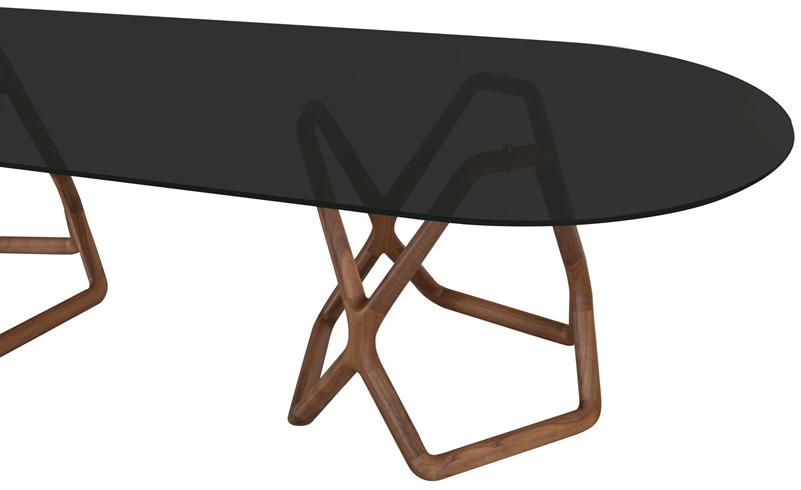 Tonin Casa Овальный стеклянный стол и основание из орехового дерева sun-id-1354816 - Вид №2