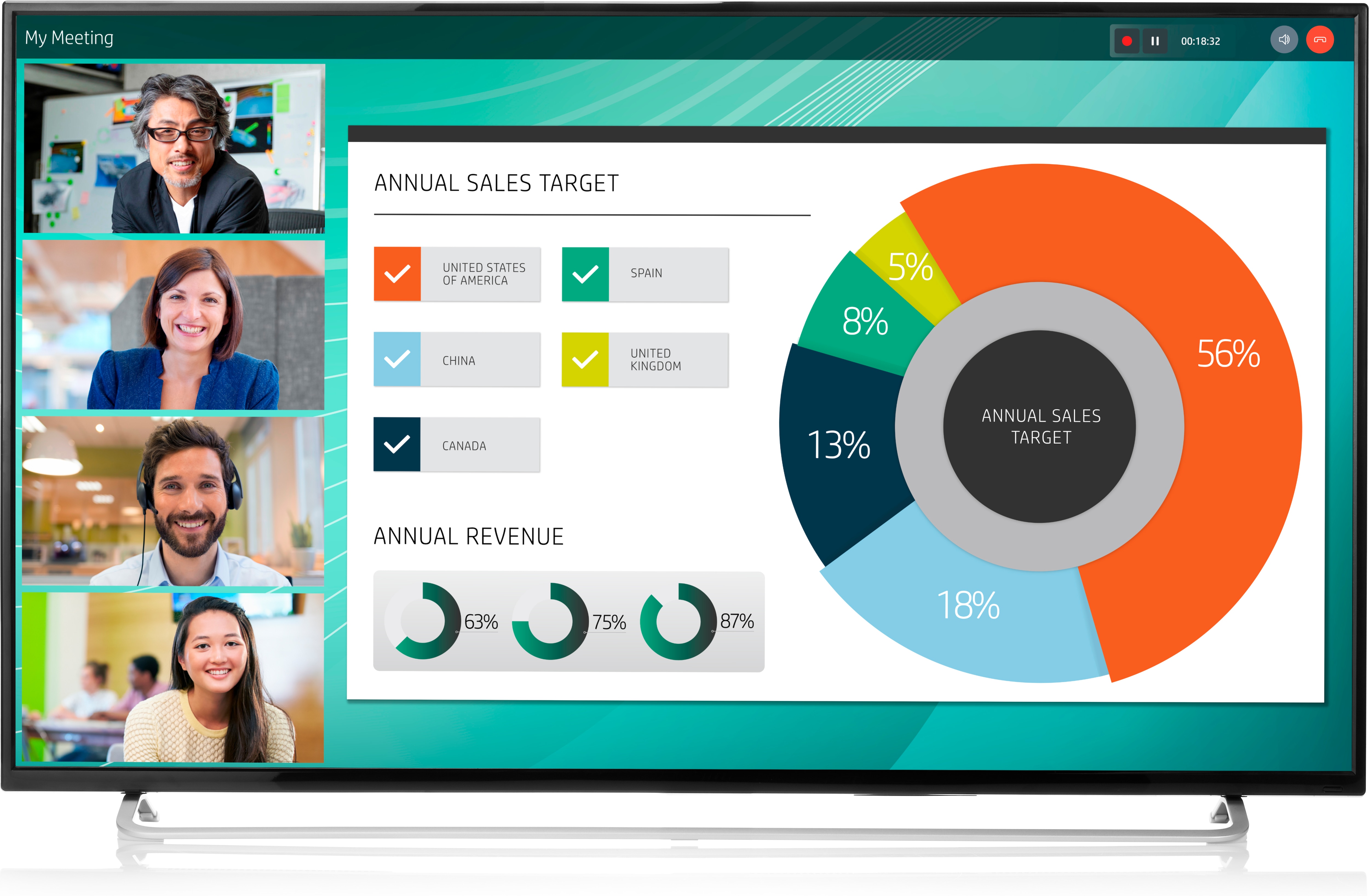 2YD85AA#ABB ld5512 uhd 4k 55 monitor 3840x2160 16:9 ips 350 cd/m2 1000:1 8ms 178°/178° hdmi displayport energy star epeat black&silver HP Santreyd  - Вид №4