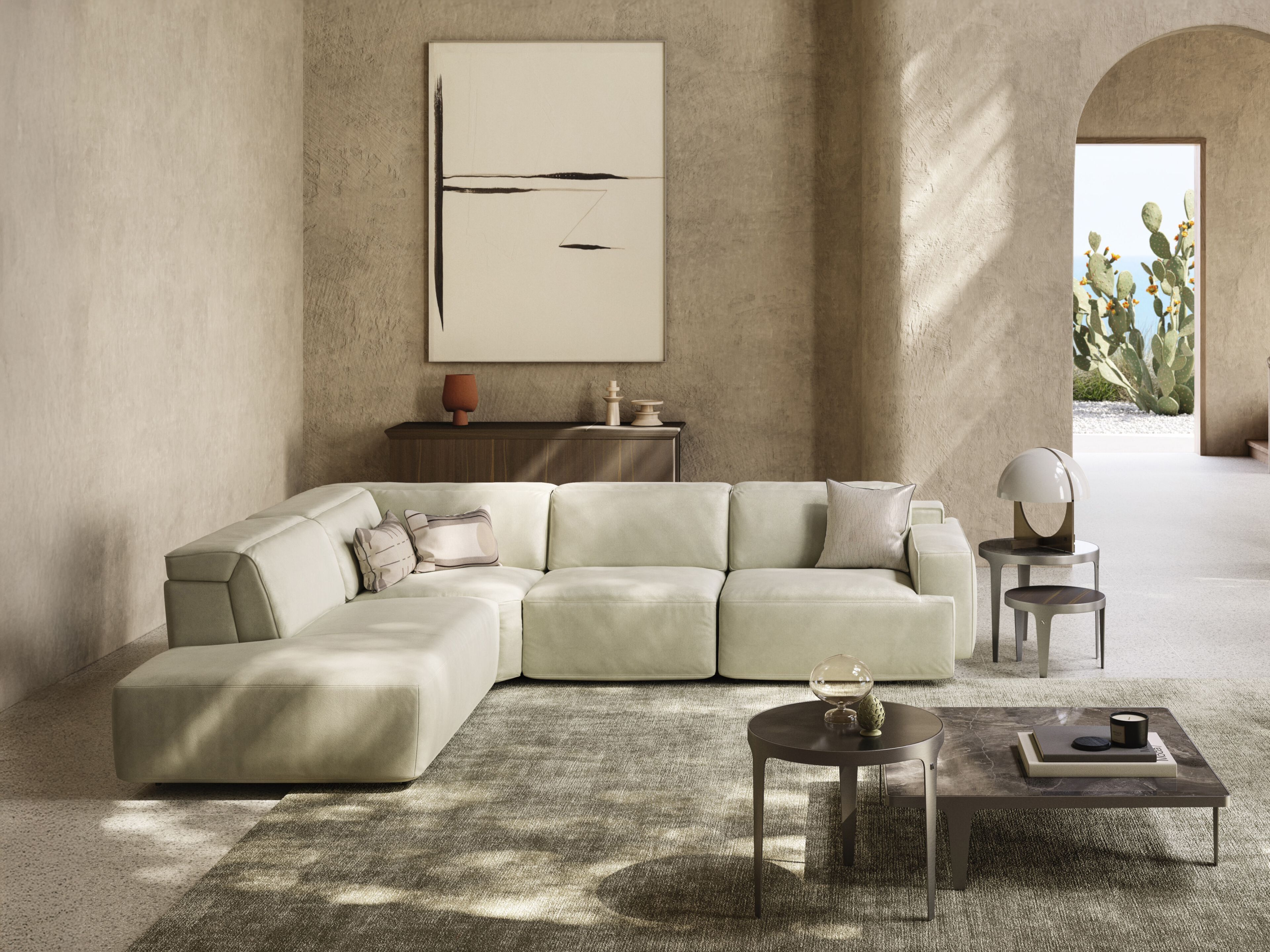 Угловой диван с откидной спинкой из ткани Natuzzi Italia IAGO ARCH-00131625 - Вид №4