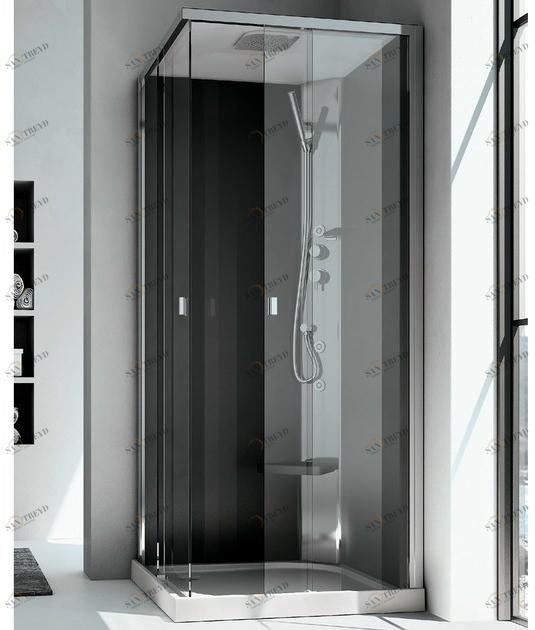 Gruppo Geromin Многофункциональная угловая душевая кабина из хрусталя с гидромассажем Sound sun-id-1386323