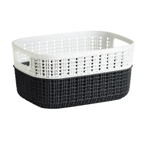 Корзина для белья Primanova Суздаль 6.8 л цвет бело-серый