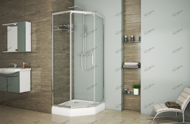 Душевое ограждение Diamond - форма с одной сдвижной дверью Diamond LINE BS090.6115A bravat