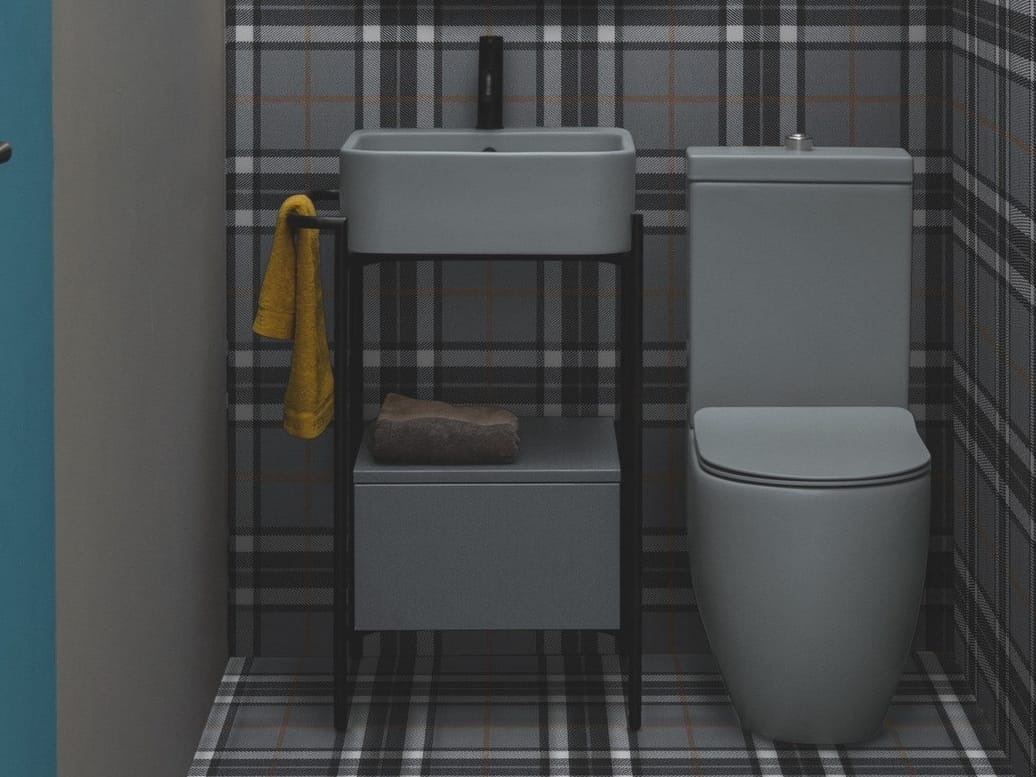 Напольная раковина из нержавеющей стали и дерева с ящиками Axa вещь ARCH-00144484