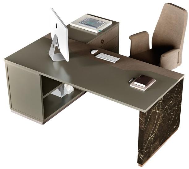 Caroti Угловой деревянный письменный стол в современном стиле с полкой и ящиками Concept 307 bold - Вид №1