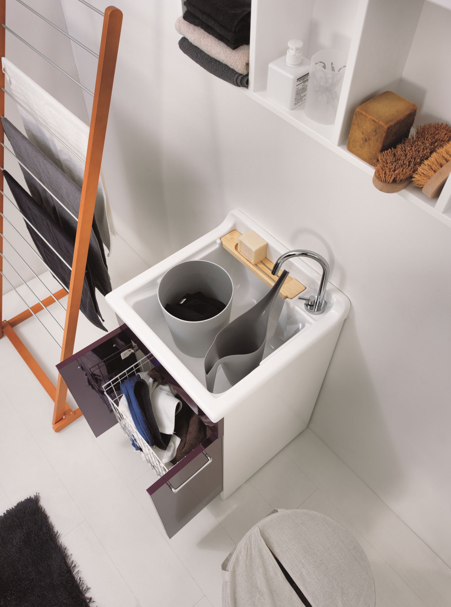 Шкаф для белья из ДСП с бельевой стойкой COLAVENE Jolly Wash ARCH-00114820 - Вид №2