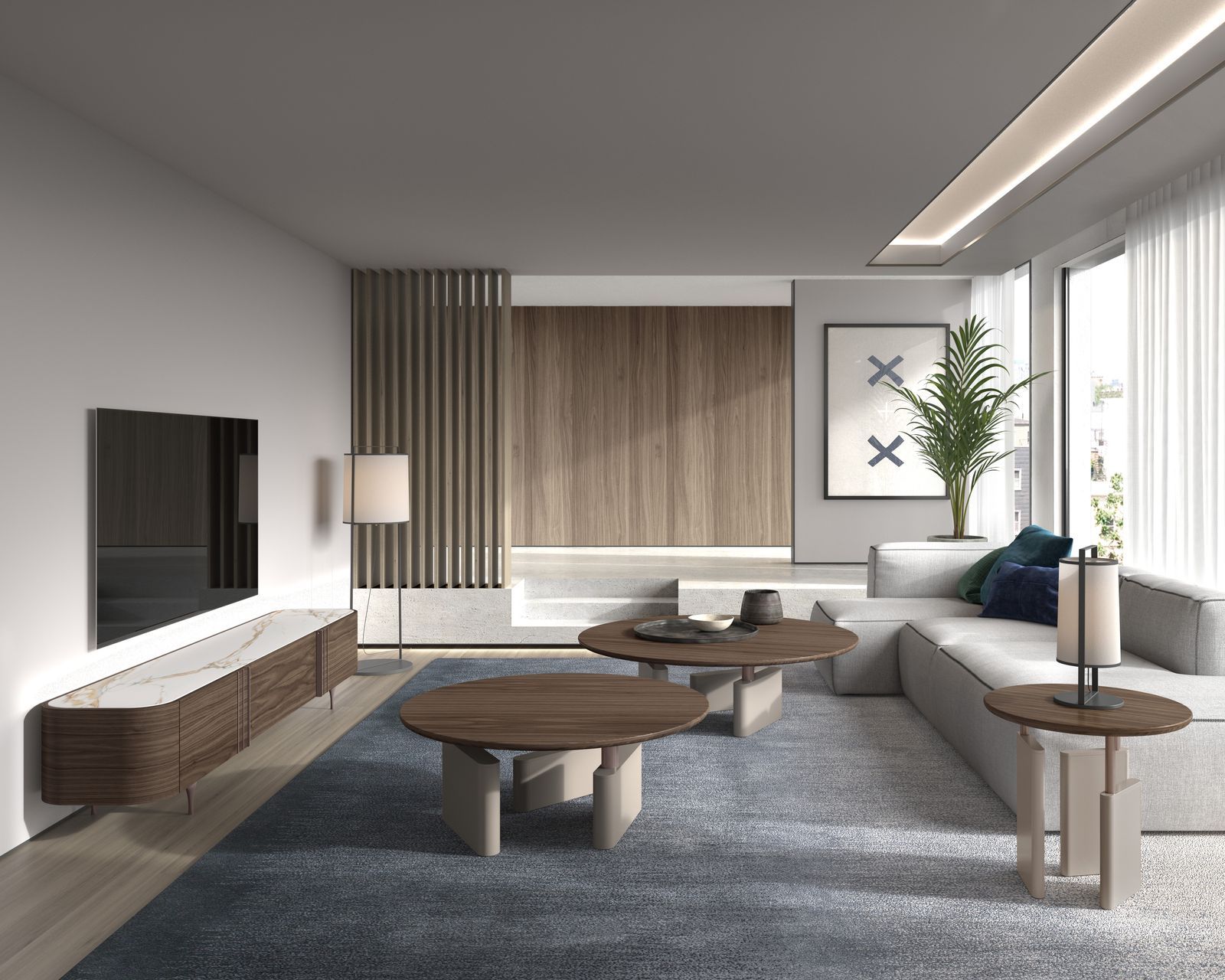 Шкаф для телевизора из дерева и керамогранита Hurtado Evolution ARCH-00026800 - Вид №2