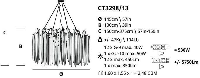 Serip Подвесной светильник из бронзы ручной работы Waterfall Ct3298/13 - Вид №1